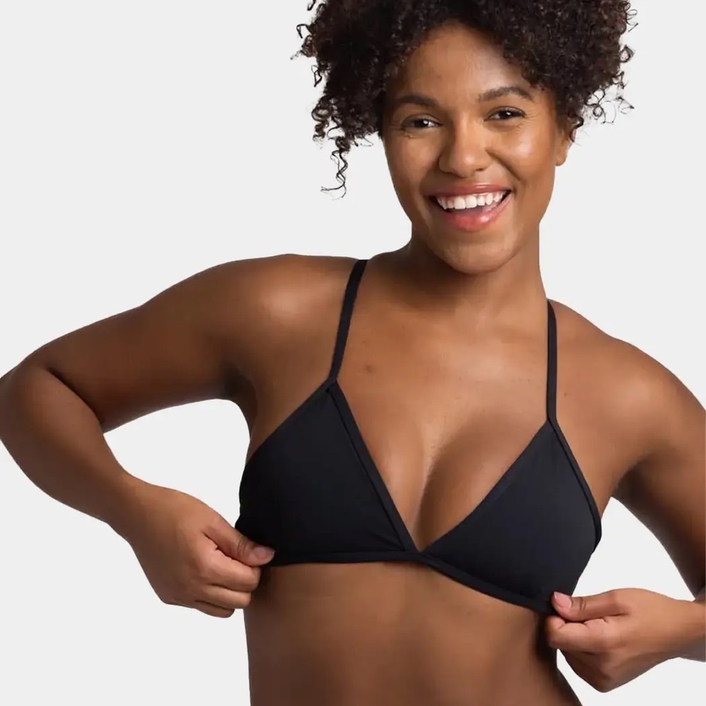 Jolyn Train • NWT $63 Women's Solid Triangle Tie Back Bikini Top